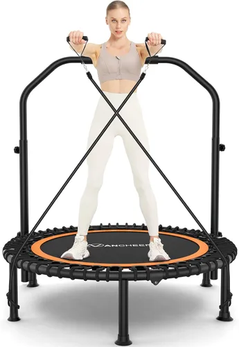 Vista 15 de ANCHEER Minitrampolín plegable de 40"/48", carga máxima de 450 libras/550 libras para interiores, con mango de espuma ajustable de 4 niveles