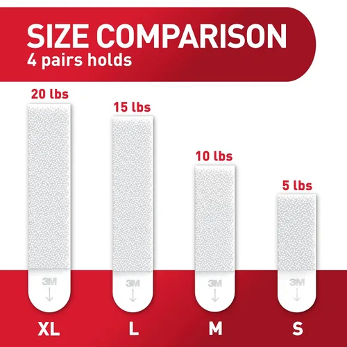 Vista 5 de Tiras para colgar cuadros Command de gran capacidad de 20 lb, tiras blancas resistentes de tamaño extra grande, 16 pares