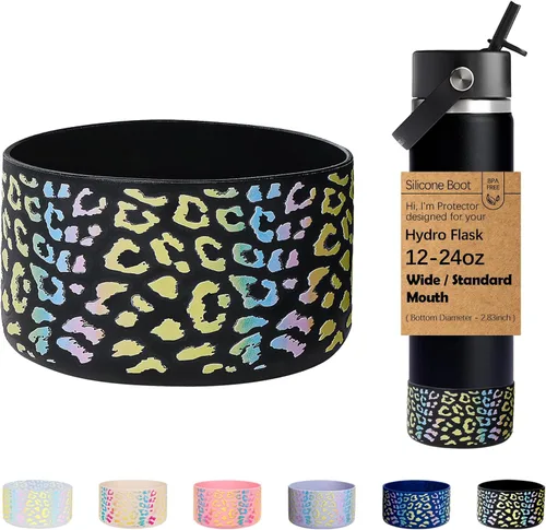 Vista 35 de WK IEASON Base protectora de silicona para botellas Hydro Flask de 12 a 24 onzas de ancho y boca estándar, funda antideslizante para accesorios de 2