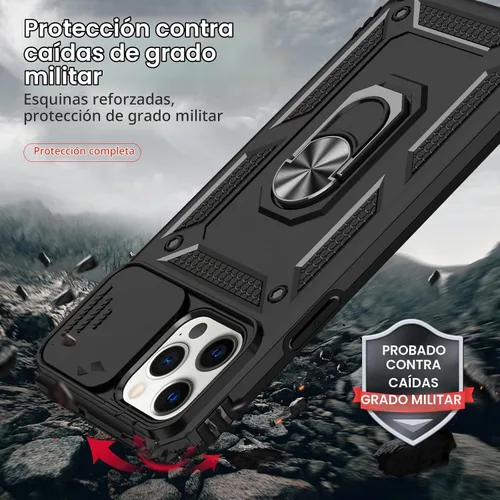 Vista 3 de HNHYGETE Funda para iPhone 12 Pro Max con protector de pantalla: [grado militar de 20 pies probada en caídas] Funda protectora para cámara Negro