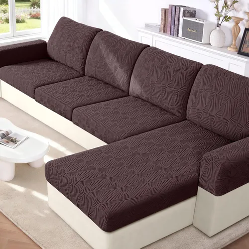Vista 8 de VANSOFY Fundas de cojín para sofá seccional, Fundas de cojín de sofá de jacquard elásticas, Fundas protectoras lavables para muebles de sofá