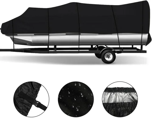 Vista 3 de Funda para lancha con cubierta de motor, cubierta resistente de grado marino 210D, cubierta de lancha de grado marino de 17 a 20 pies, para casco V