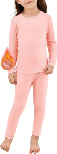 Vista 17 de Ropa interior térmica para niños pequeños, conjuntos de capa base de invierno tipo Long Johns para niñas y niños Un rosa oscuro.