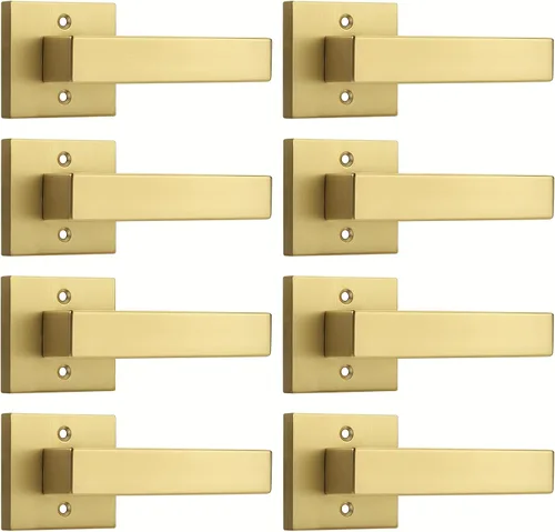 Vista 13 de Probrico - 1 manija inactiva dorada para puerta, moderna, para armario, resistente, para interior, sin giro, reversible para lado derecho e izquierdo