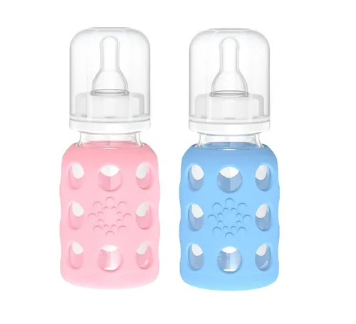 Vista 31 de Lifefactory Biberón de vidrio sin BPA Funda protectora de silicona Paquete de 2 de 4 onzas melón, plátano