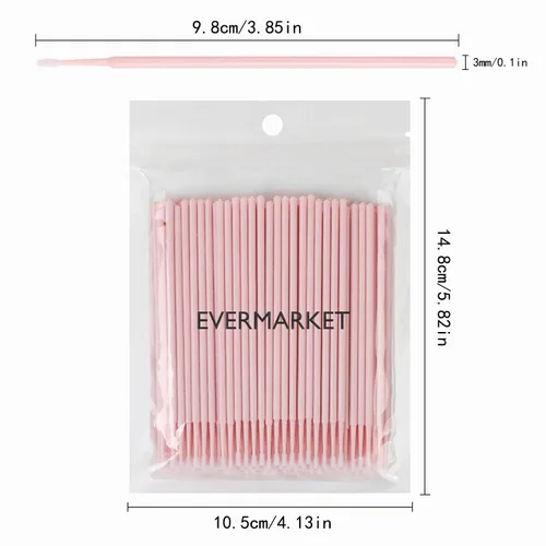 Vista 2 de EVERMARKET Micro hisopos para extensiones de pestañas, 200 microaplicadores desechables para maquillaje, microswabs de 0.079 pulgadas