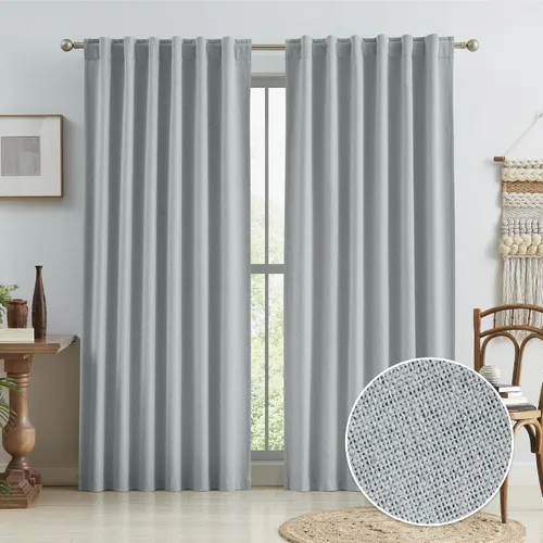 Vista 65 de KEQIAOSUOCAI - Cortinas opacas naturales de 108 pulgadas de largo, cortinas modernas con pestaña trasera, paneles plisados para sistema de cortina