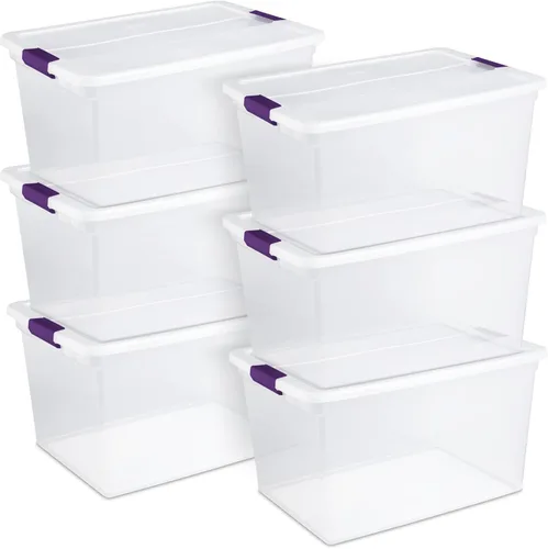 Vista 19 de Sterilite ClearView - Paquete de 4 cajas de cierre ClearView de 60 cuartos de galón, contenedores organizadores con ruedas con tapas de pestillo
