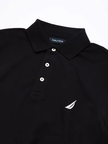 Vista 2 de Nautica Polo piqué de algodón elástico sólido para hombre