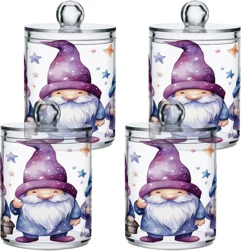Vista 2 de Lindos gnomos de estrellas, 2 tarros herméticos de plástico transparente, recipiente de almacenamiento de alimentos, puede almacenar dulces, sal