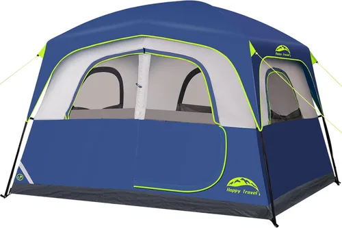 Vista 11 de Happy Travel Tent 6 Person Tents for Camping, Waterproof Easy Setup Camping Tent with Rainfly, Portable Large Family Cabin Tent with 5 Large Mesh