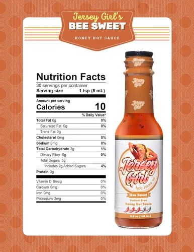 Vista 2 de Jersey Girl (salsa picante de miel dulce de abeja) Scorpion & Ghost Pepper / Botella de 5 onzas/sin sodio/sin sal/paquete de 2