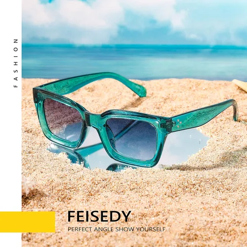 Vista 5 de FEISEDY Gafas de sol clásicas para mujer, gafas de sol cuadradas gruesas, marco grueso, UV400 B2471