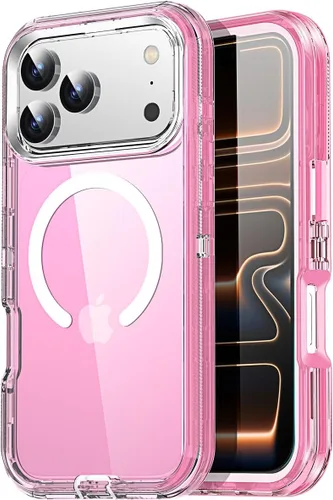 Vista 9 de AICase Funda transparente para iPhone 16e/13/iPhone 14, compatible con MagSafe 3 en 1, resistente protección contra caídas, cuerpo completo, a