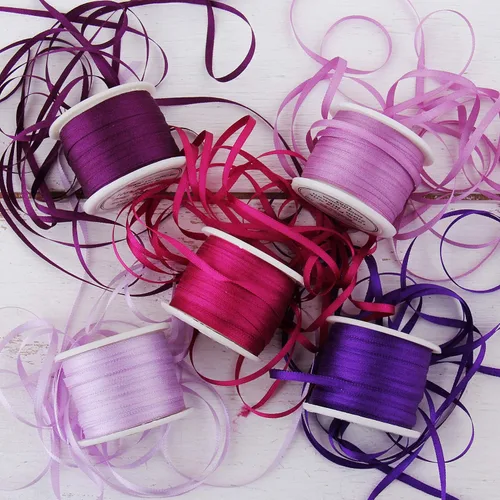 Vista 25 de Threadart Juego de cintas de seda - Tonos azules - Colección Five Spool - 100% seda pura - 55 yardas Coordinated set of soft 100% pure silk ribbon