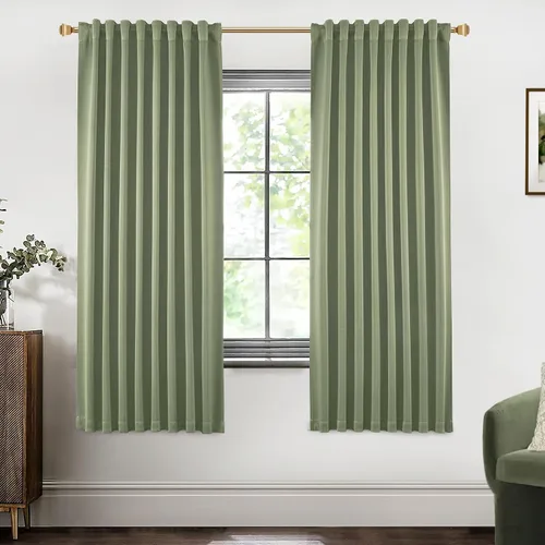 Vista 72 de SHINELAND Cortinas opacas cortas para ventanas de dormitorio, cortinas de baño, 45 pulgadas de largo