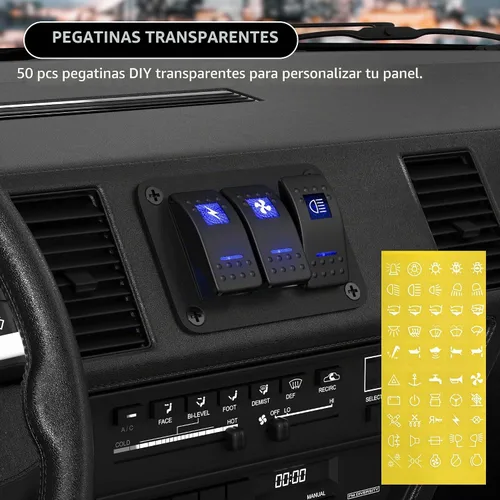 Vista 4 de DaierTek Panel de Interruptor Marino Impermeable 12V Panel de Interruptor Basculante de 3 Bandas Luz LED Azul Interruptor de Palanca Panel