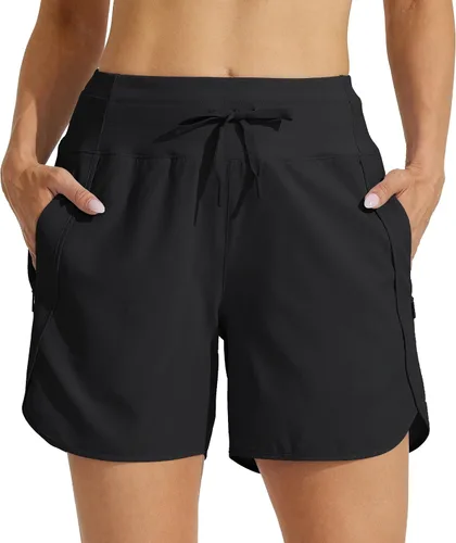 Vista 4 de Willit - Pantalones cortos deportivos de mujer para correr, 5 pulgadas, de secado rápido, para entrenamiento, senderismo, cintura alta, activos