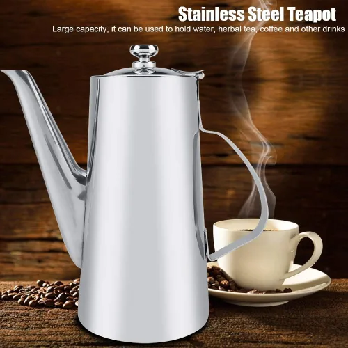 Vista 3 de Hervidor de acero inoxidable, 2L de acero inoxidable espesado, elegante tetera para té, café, agua para el hogar, restaurante #2