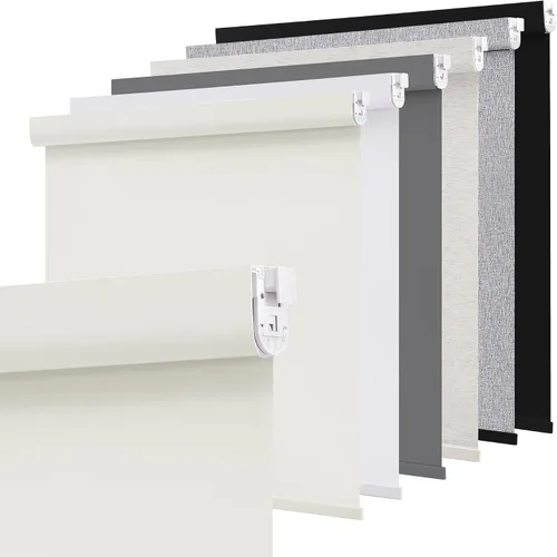 Vista 18 de SUNOFF Persianas Enrollables Opacas Inalámbricas para Ventanas de Parada Libre, Bajar Oscurecimiento de Habitación con Cenefa, Persianas de Tela