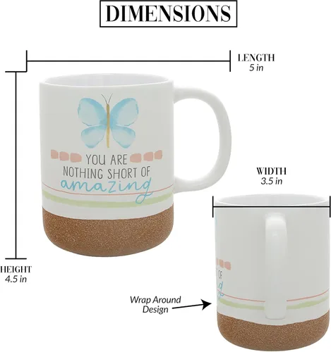 Vista 5 de Pavilion Gift Company - You Are Amazing - Taza de cerámica de 16 onzas con fondo esmaltado arenoso, mariposa