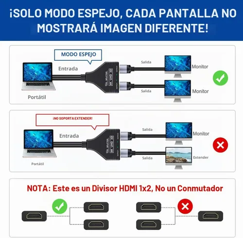 Vista 9 de BATU Divisor HDMI 1 en 2 salidas 4k 30hz cable HDMI 2.0 macho a doble hembra con cable USB de alimentación para HD, LED, LCD, TV, monitores