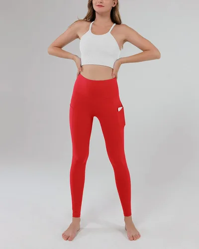 Vista 4 de ODODOS - Leggings de yoga de cintura alta para mujer con bolsillos, pantalones de yoga deportivos con control de abdomen, no se transparentan