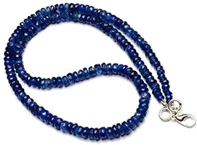 Vista 2 de Zoya Gems & Jewellery Exclusiva cianita azul de piedras preciosas naturales de Nepal, collar de cuentas facetadas de tamaño de 0.197in para mujeres