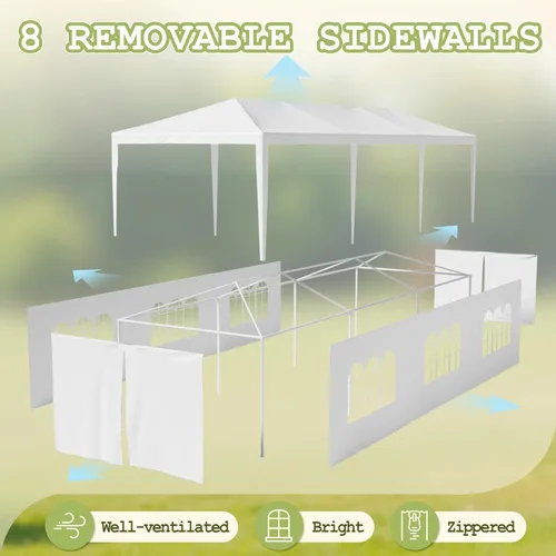 Vista 7 de Homall Tienda de campaña para fiesta de gazebo de 10 x 30 pies, toldo impermeable para exteriores con paredes laterales extraíbles, para bodas
