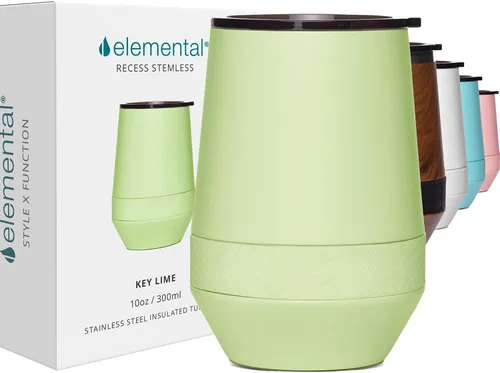 Vista 12 de Elemental Vaso de Vino Recess - Taza de Café de Acero Inoxidable con Triple Pared Aislante para Bebidas Calientes y Frías - Taza Portátil con Tapa