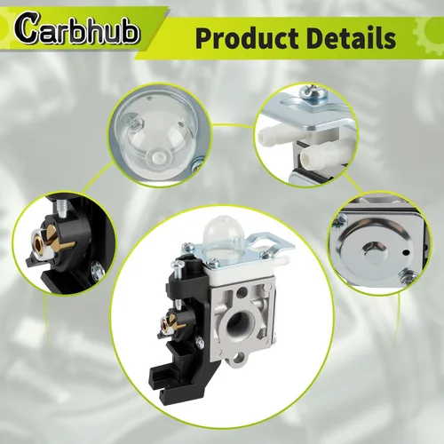 Vista 5 de Carbhub Carburador RB-K93 para Echo SRM225 SRM225i SRM225U SRM225SB GT225 GT225i GT225L GT225SF PAS225 PE225 PPF225 SHC225 Reemplaza A021001690