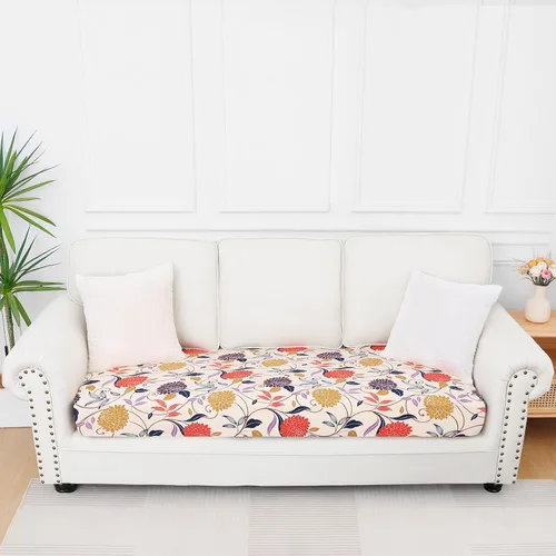 Vista 101 de Smiry Fundas de cojín de sofá estampadas, fundas elásticas suaves para sofá, fundas de sofá lavables antideslizantes, protector de muebles para Beige