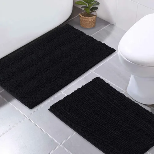 Vista 25 de NICETOWN Tapete negro para baño, antideslizante, suave, absorbente de agua, tapete de bajo perfil para entrada, tapete para vestíbulo, puerta