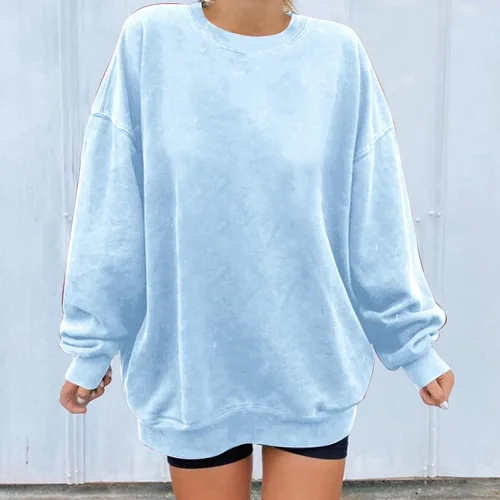 Vista 2 de Ceboyel Sudadera de cuello redondo para mujer, suéter de gran tamaño, camisas de manga larga, ropa de moda Y2K 2023