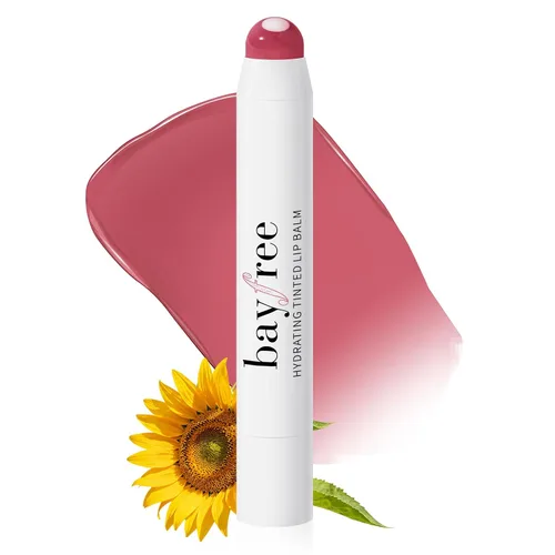 Vista 11 de bayfree Bálsamo labial tintado, brillante, bombea los labios, ligero, hidrata y tiñe con aceite de semilla de jojoba, bálsamo labial vegano, cuidado