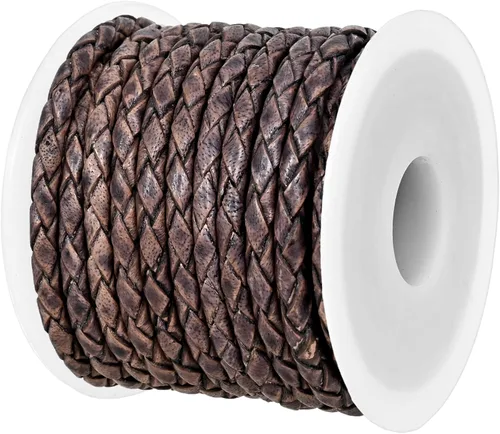 Vista 19 de GENIQUE Cordón de Cuero Trenzado Redondo Genuino, Cuerda de Cuero para Manualidades, Hacer Joyería, Collares, Pulseras (5 Metros)