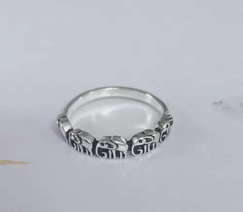 Vista 6 de Oxidized Eternity Elephant Animal Ring New 925 Sterling Silver Band