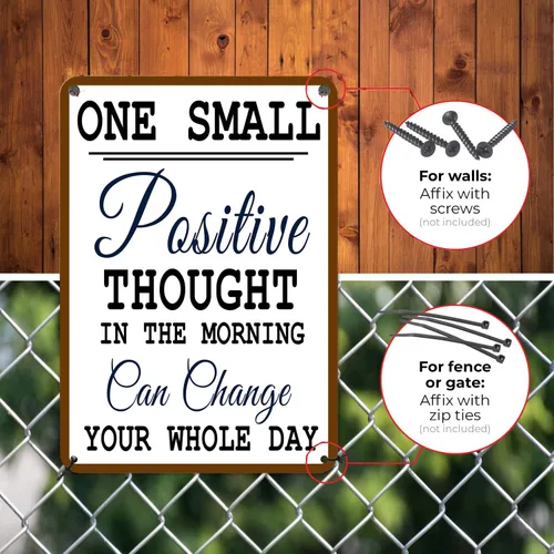 Vista 2 de HYBLOM One Small Positive Thought - Decoración motivacional de metal para mujer, decoración de oficina y baño, póster inspirador de arte de pared