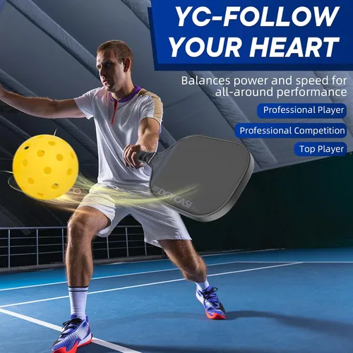 Vista 5 de YC DGYCASI Paletas profesionales de pickleball de 0.630 in, aprobada por USAPA 2025 T700 remo de fibra de carbono (CFS), núcleo de panal ligero