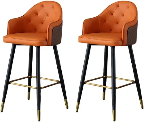 Vista 15 de Silla de bar, taburete de bar Glam con respaldo bajo, taburete tapizado para mostrador para Bristol (beige, taburete de 1 mostrador