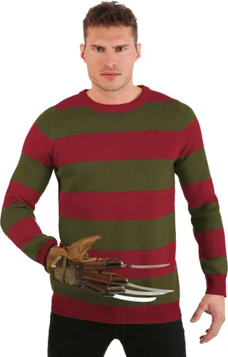 Vista 8 de Nightmare on Elm Street Freddy Krueger - Suéter a rayas, suéter feo de personaje de película de terror de Halloween