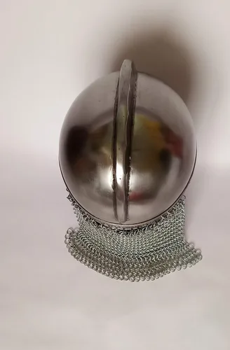 Vista 7 de AnNafi Casco de armadura de lobo vikingo hecho a mano acabado plateado cascos medievales cascos de caballero de metal para adultos disfraces