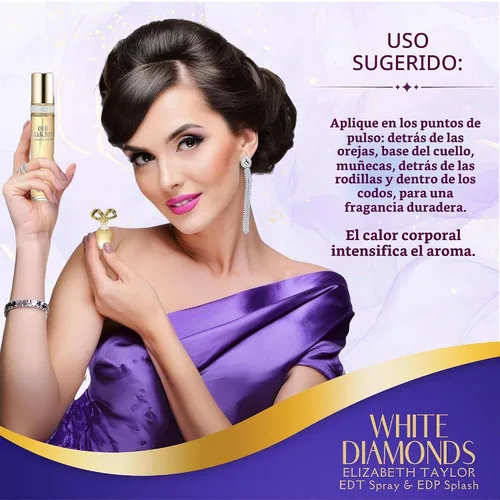Vista 5 de Elizabeth Taylor White Diamonds - Set de regalo para damas con spray, loción corporal, gel de ducha y perfume