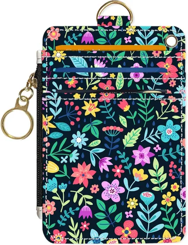 Vista 21 de Portafolios delgados con soporte para tarjeta de crédito, funda delgada de cuero PU con bloqueo RFID para viajes con ventana para ID, regalos