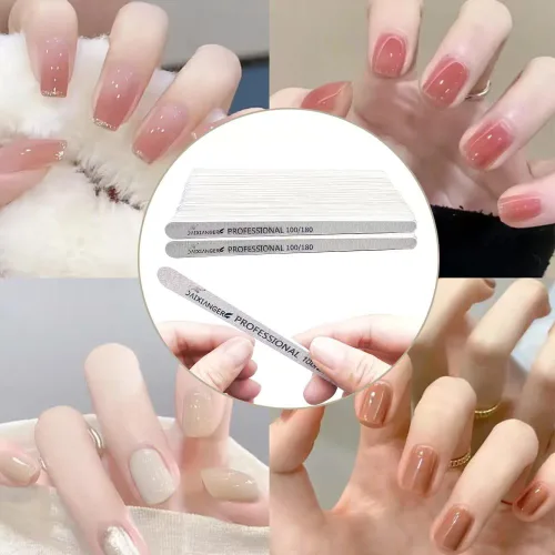 Vista 7 de Juego de 20 limas de uñas profesionales, grano 180/240 de doble cara, limas de uñas lavables y reutilizables para dar forma, pulir y uñas de gel 20
