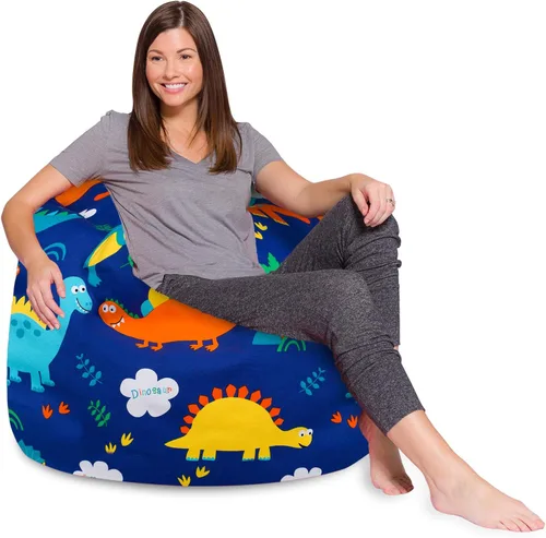 Vista 9 de Posh Creations - Sillón puff para niños, adolescentes y adultos, incluye funda extraíble y lavable a máquina, tamaño mediano de 27 pulgadas, lona