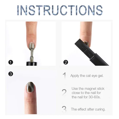 Vista 5 de 5 imanes de ojos de gato 3D para uñas, ojos de gato, esmalte magnético de uñas de gel, bolígrafo magnético de doble cabeza, imanes de manicura