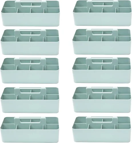 Vista 17 de Cesta grande portátil, divisores DIY, 8 compartimentos, organizador para suministros escolares, de oficina, para el hogar y negocios, cesta portátil