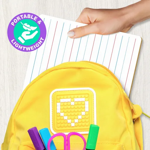 Vista 8 de Scribbledo Pizarra Blanca de Doble Cara con Líneas, Tablero de Borrado en Seco para Niños, Tablero de Escritura Rayada, Práctica de Escritura a