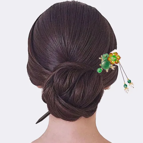 Vista 4 de Palillos de pelo de madera de 7.08 pulgadas para moños, palillos chinos para mujer, horquillas para cabello largo (2 unidades)